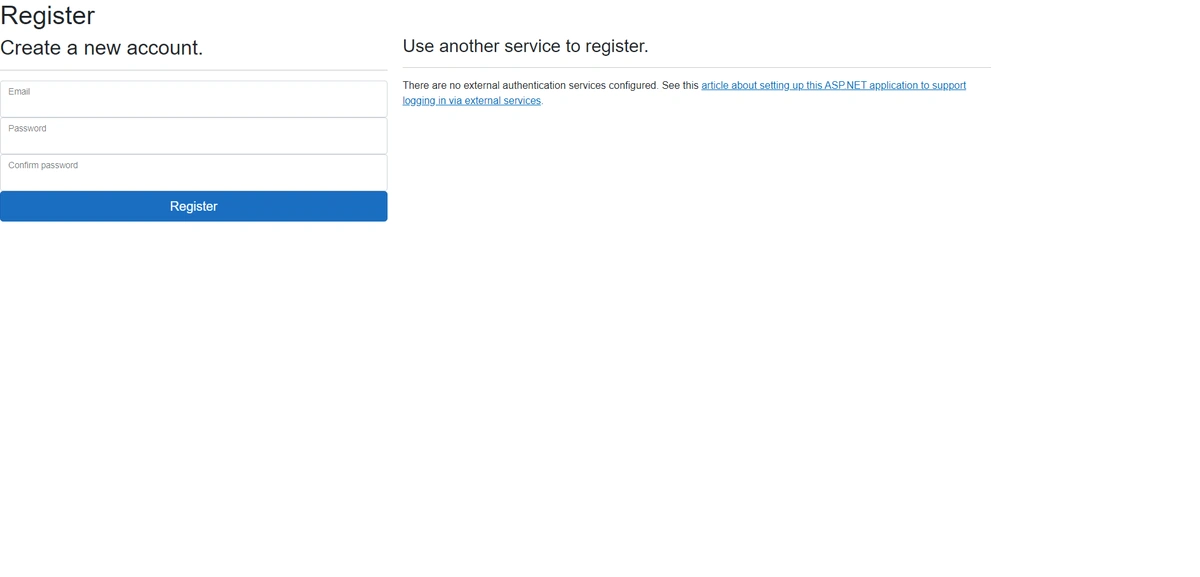 The register page using main Blazor layout