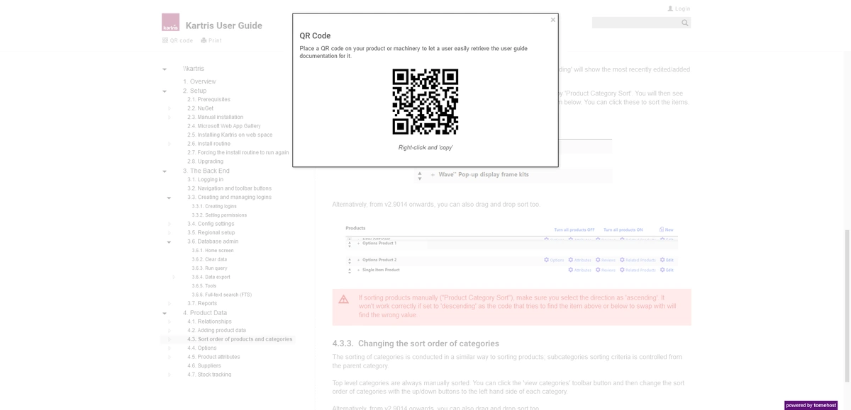 TomeHost QR codes